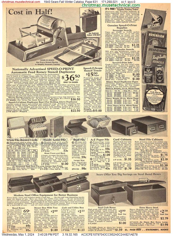 1940 Sears Fall Winter Catalog, Page 631