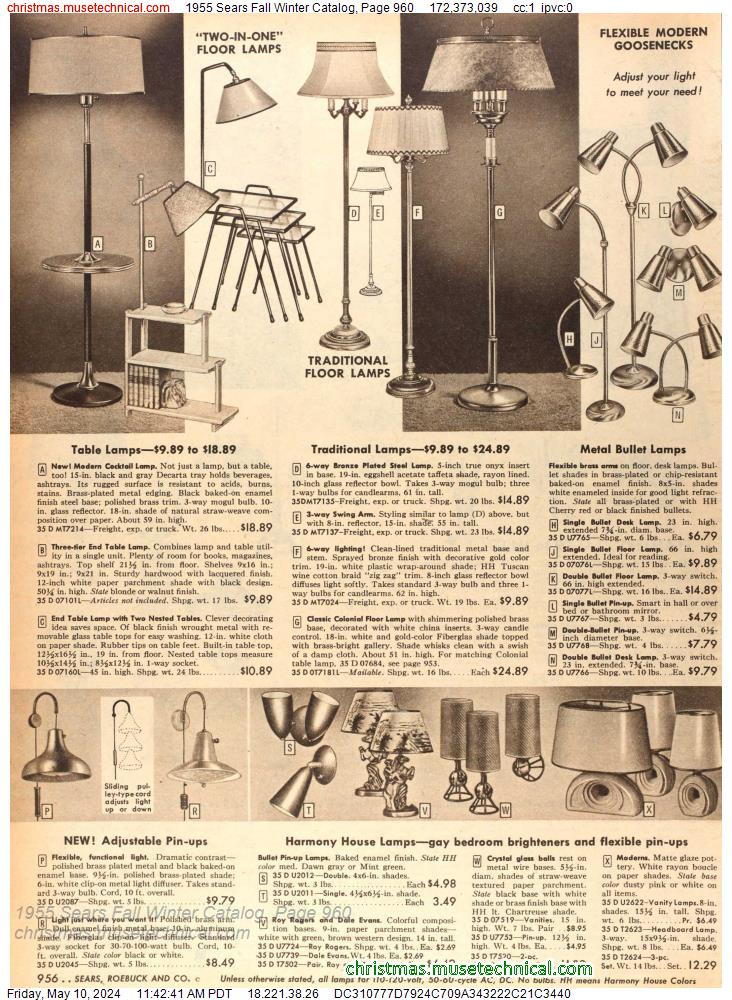 1955 Sears Fall Winter Catalog, Page 960
