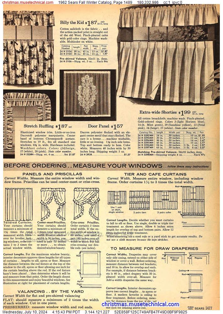 1962 Sears Fall Winter Catalog, Page 1489