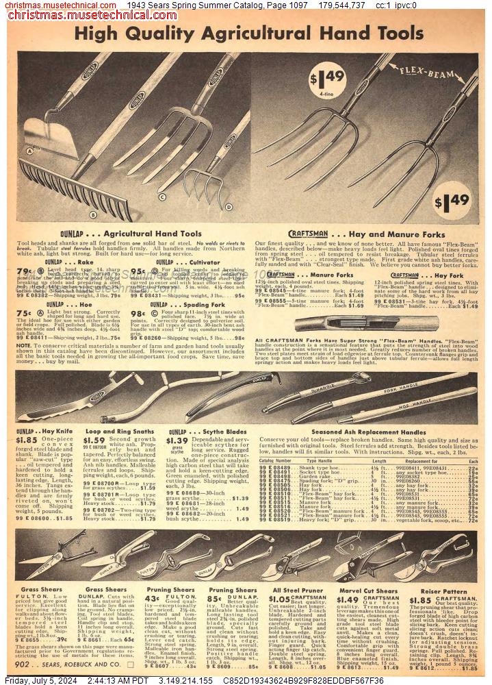 1943 Sears Spring Summer Catalog, Page 1097