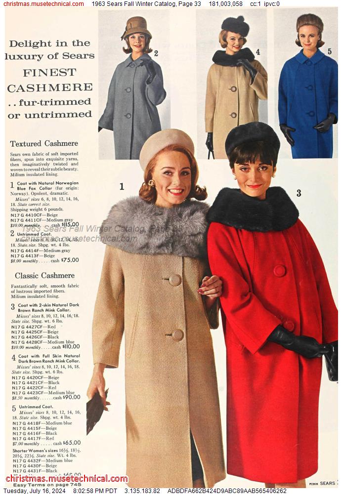 1963 Sears Fall Winter Catalog, Page 33