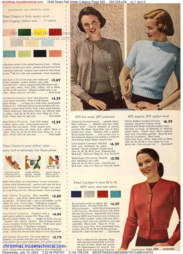 1948 Sears Fall Winter Catalog, Page 285