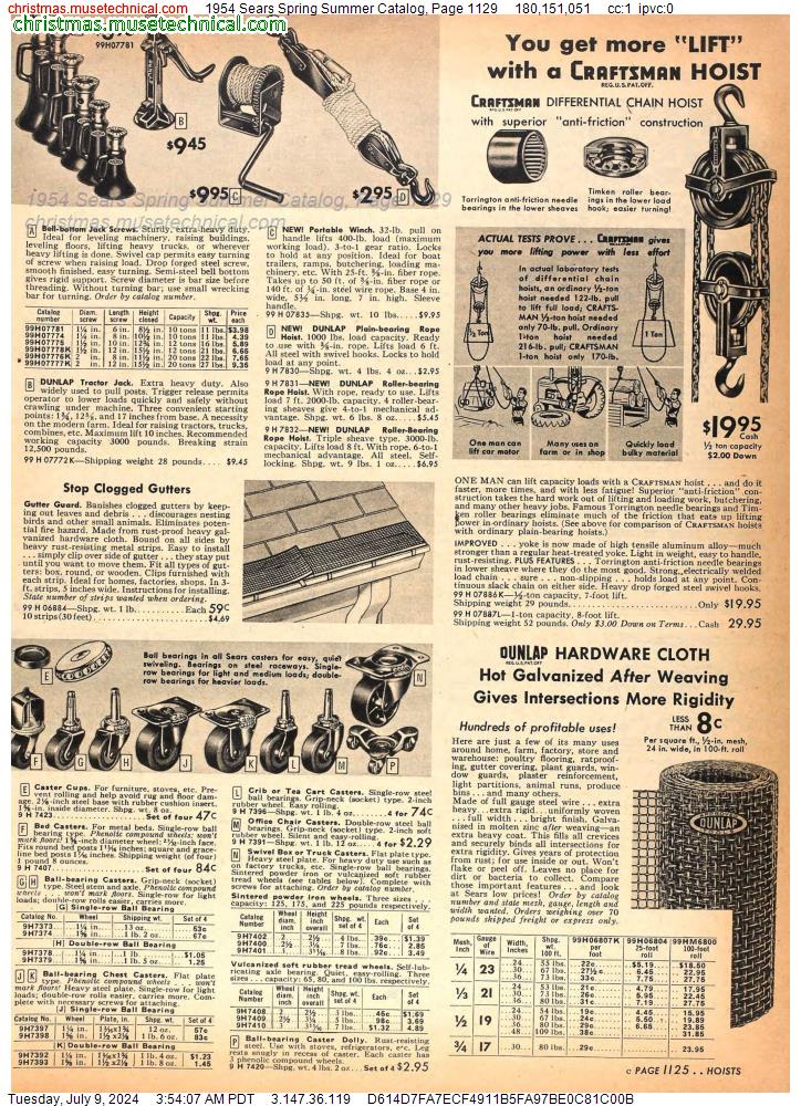 1954 Sears Spring Summer Catalog, Page 1129