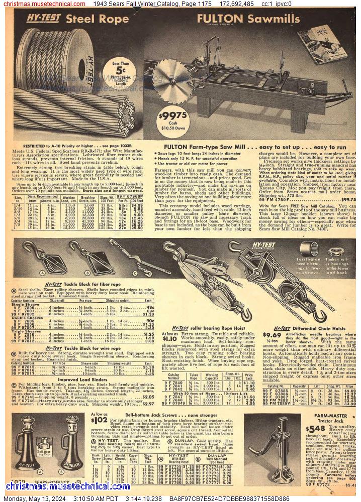 1943 Sears Fall Winter Catalog, Page 1175