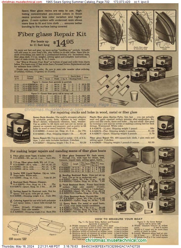 1965 Sears Spring Summer Catalog, Page 702