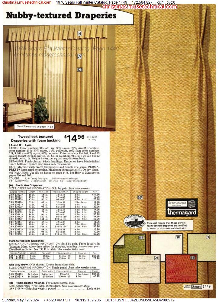 1976 Sears Fall Winter Catalog, Page 1449