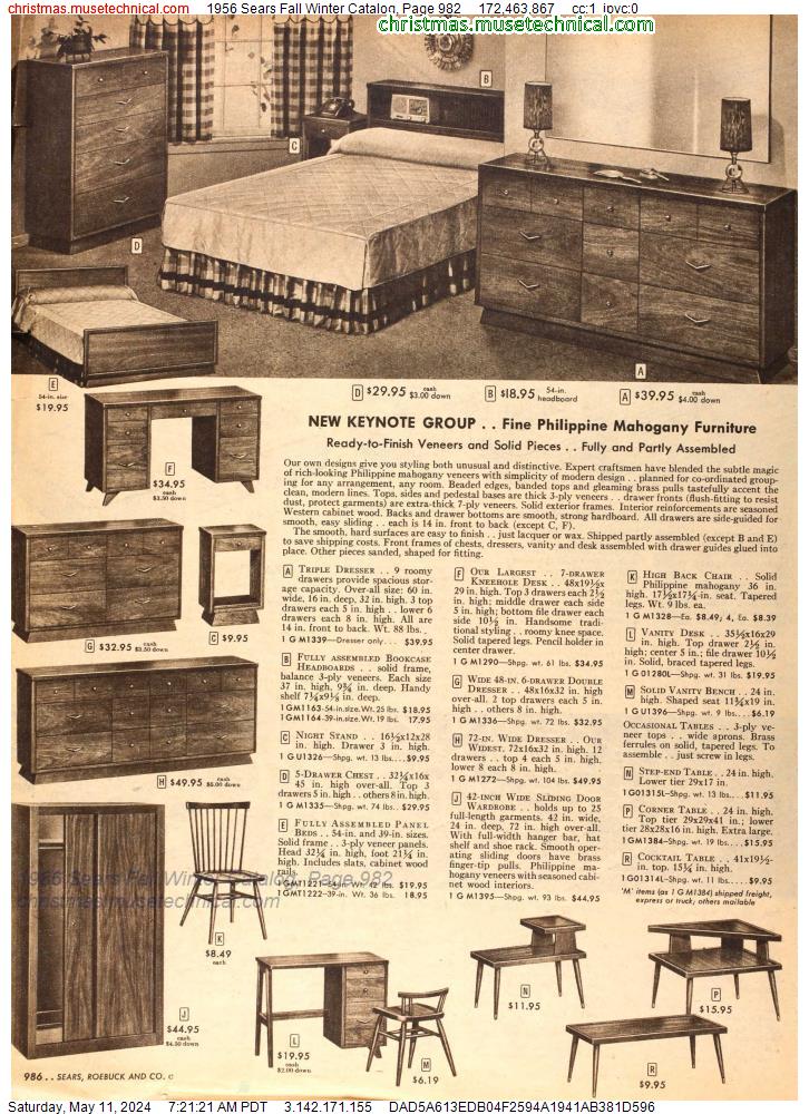 1956 Sears Fall Winter Catalog, Page 982