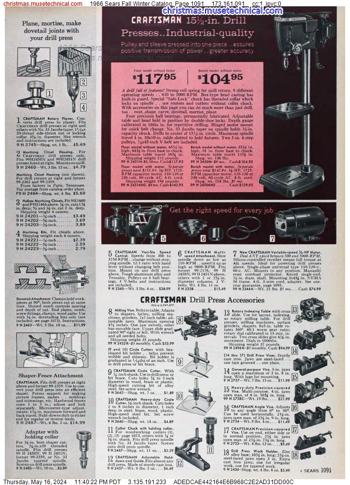 1966 Sears Fall Winter Catalog, Page 1091