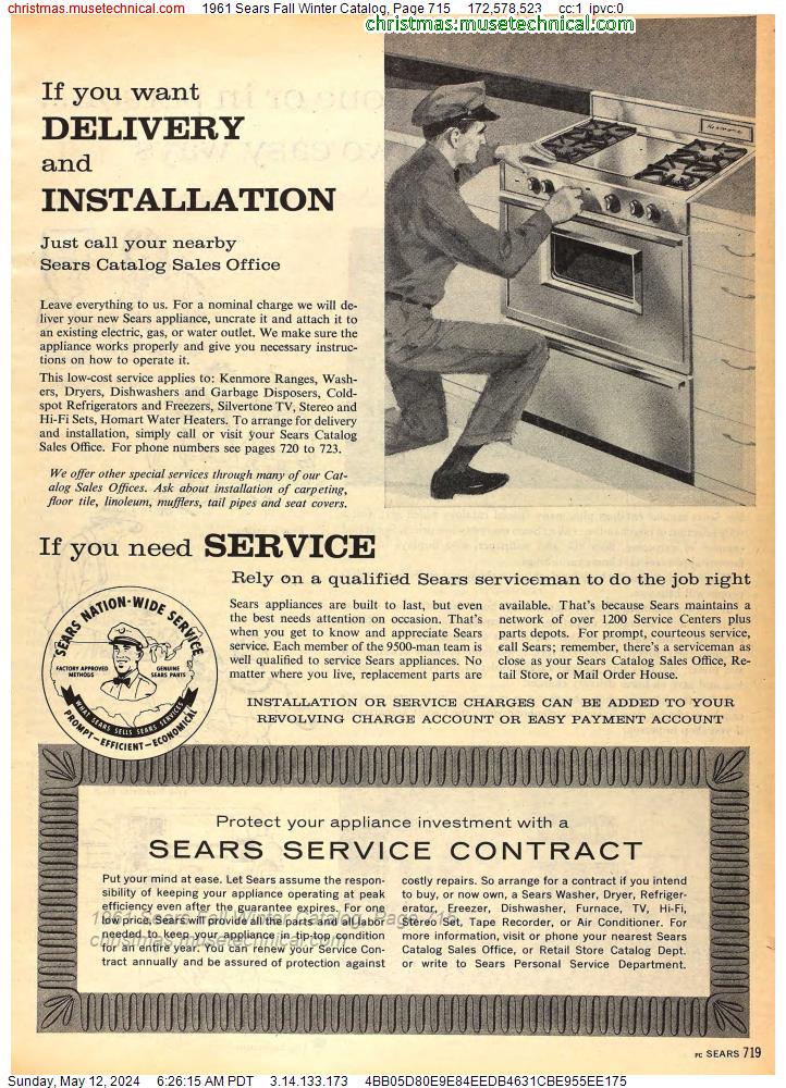 1961 Sears Fall Winter Catalog, Page 715
