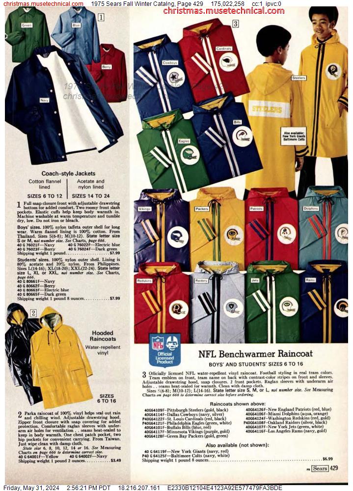 1975 Sears Fall Winter Catalog, Page 429