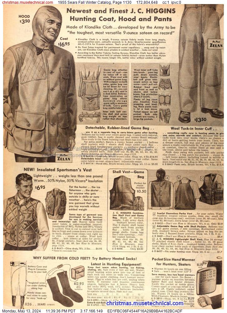 1955 Sears Fall Winter Catalog, Page 1130