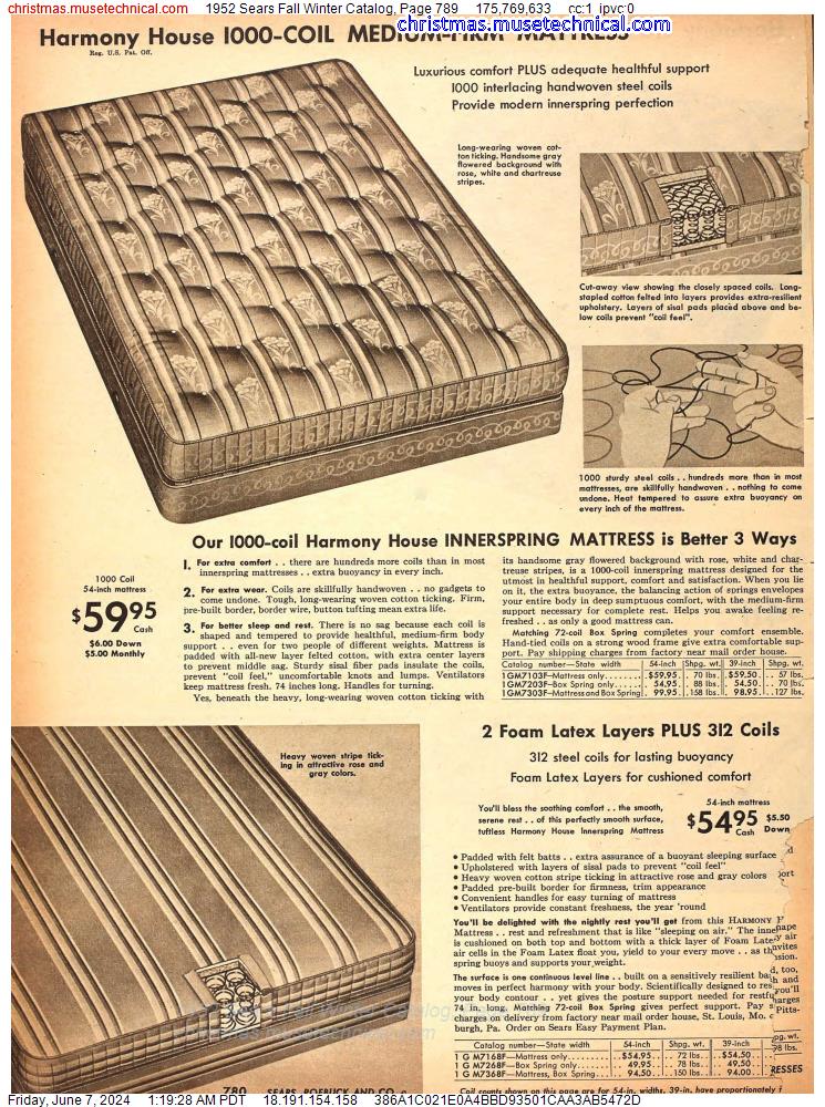 1952 Sears Fall Winter Catalog, Page 789
