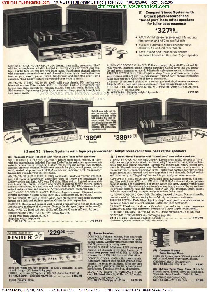 1976 Sears Fall Winter Catalog, Page 1208
