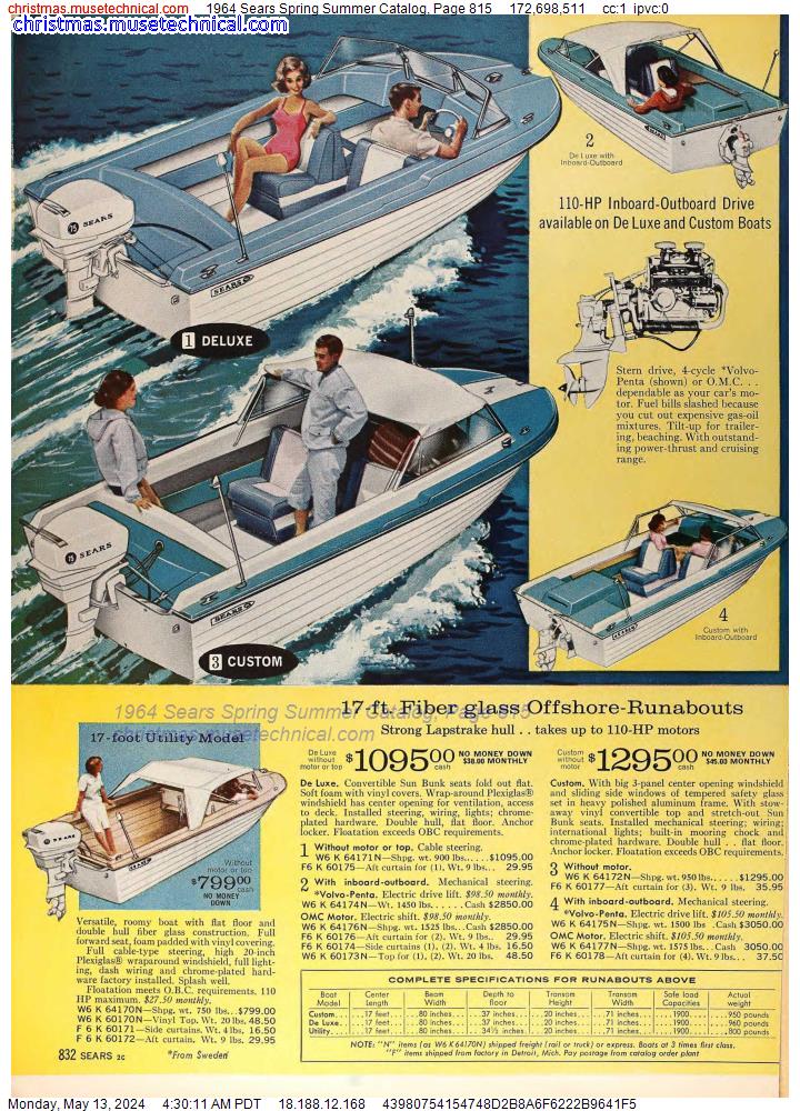 1964 Sears Spring Summer Catalog, Page 815