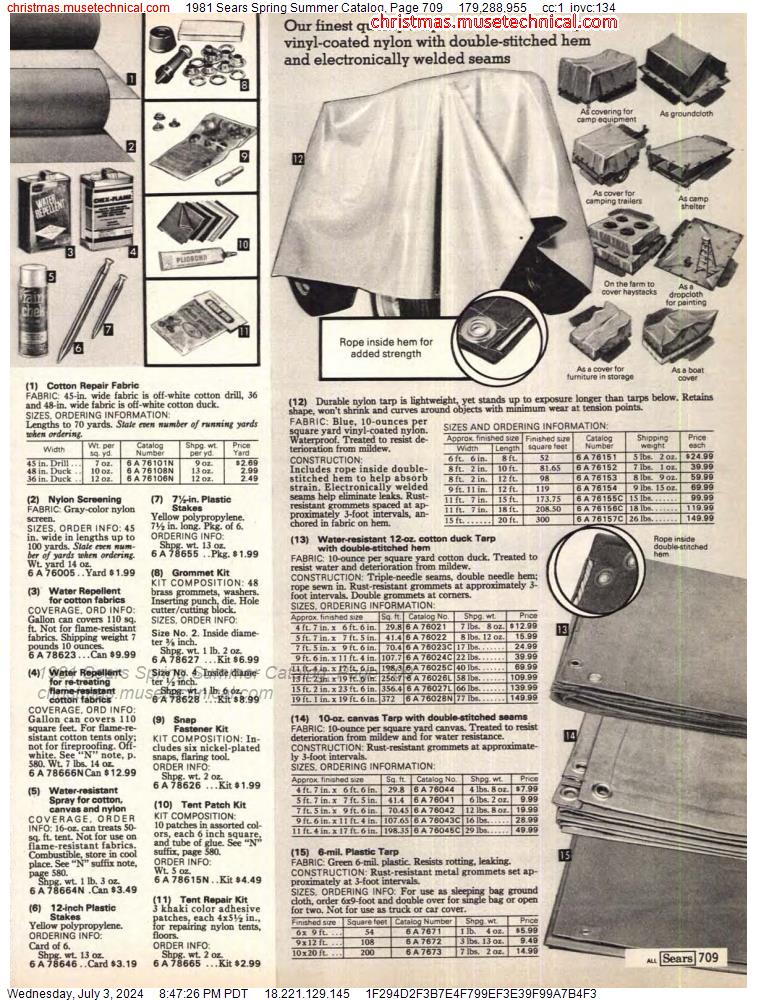 1981 Sears Spring Summer Catalog, Page 709
