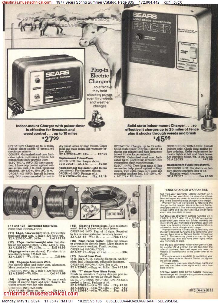 1977 Sears Spring Summer Catalog, Page 835