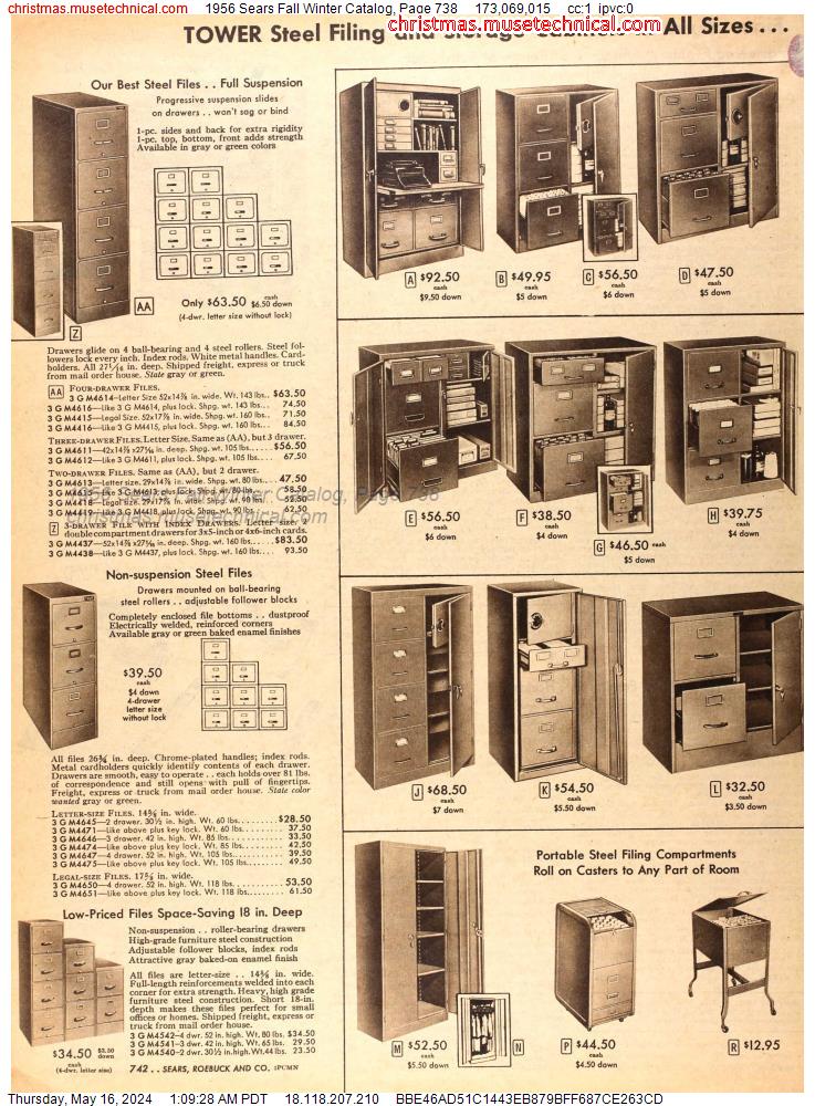1956 Sears Fall Winter Catalog, Page 738