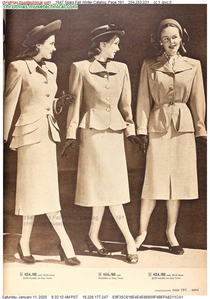 1947 Sears Fall Winter Catalog, Page 191