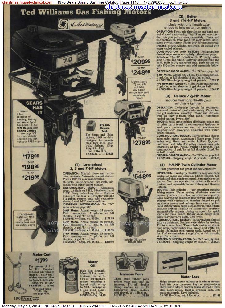 1976 Sears Spring Summer Catalog, Page 1110
