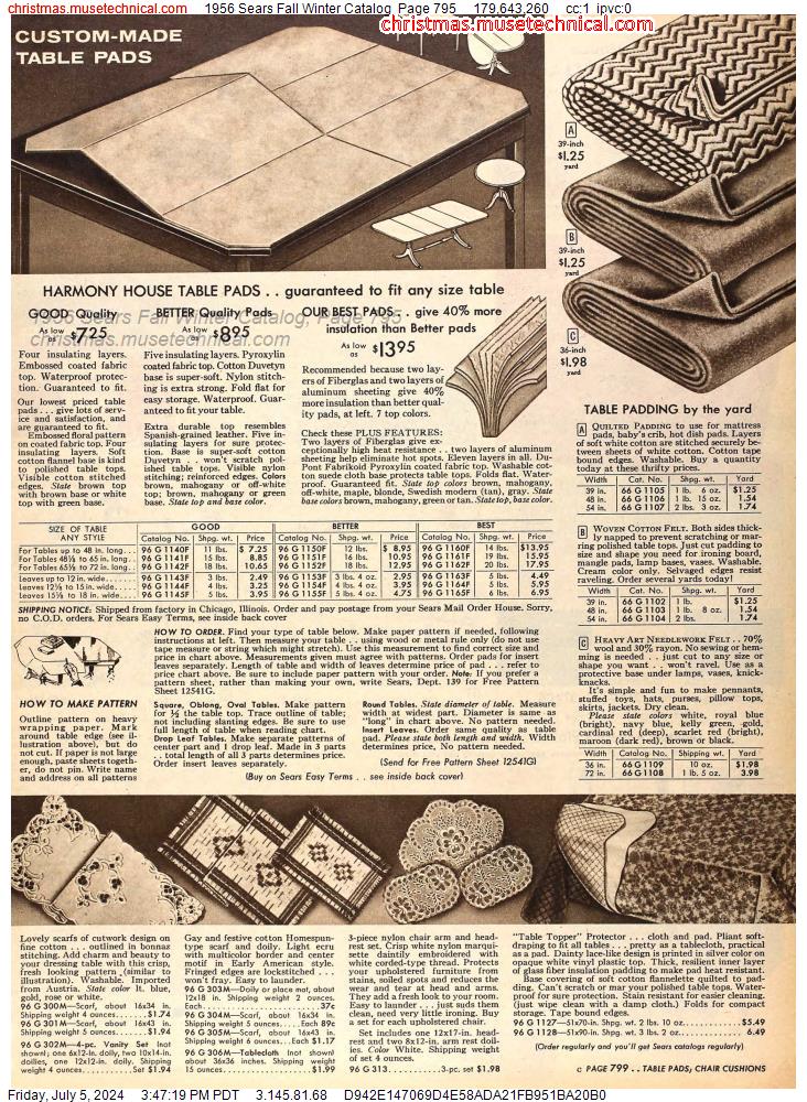1956 Sears Fall Winter Catalog, Page 795