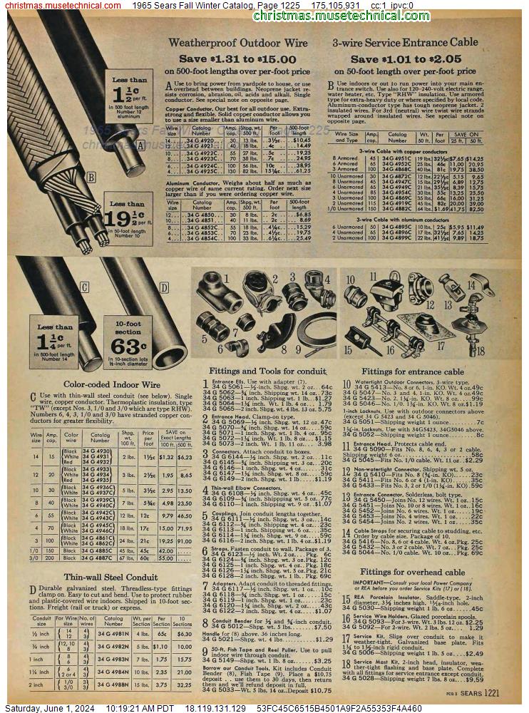 1965 Sears Fall Winter Catalog, Page 1225