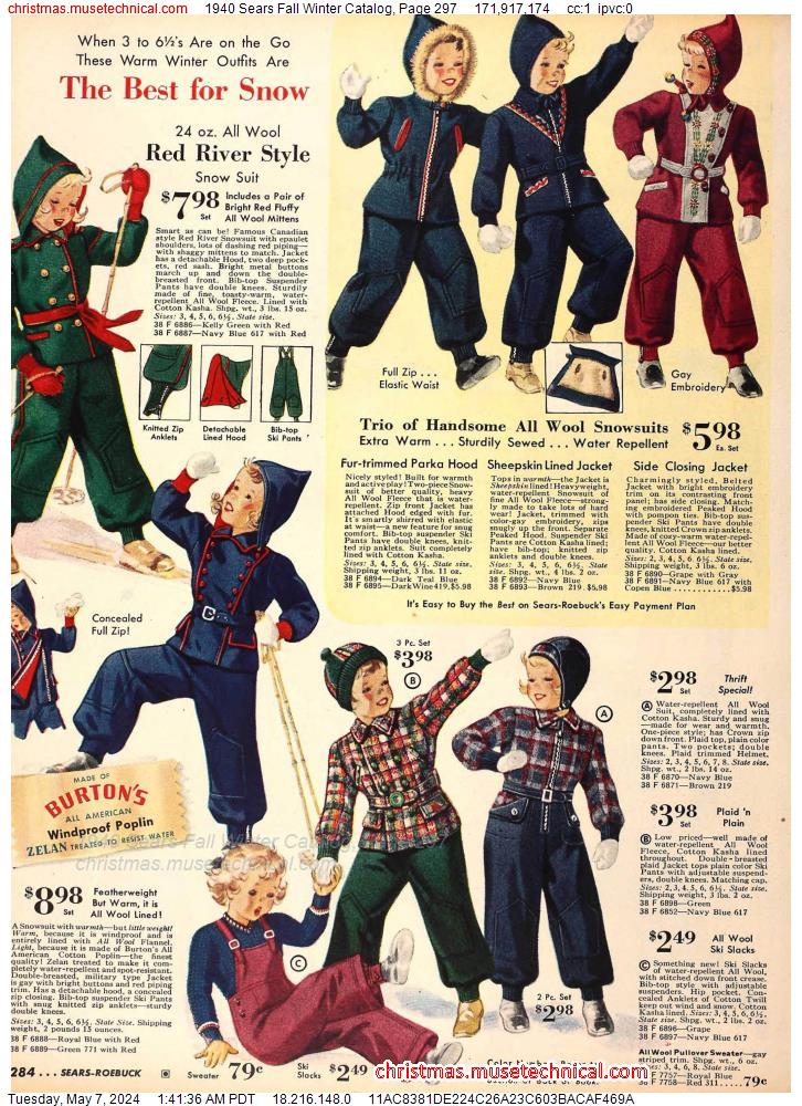 1940 Sears Fall Winter Catalog, Page 297