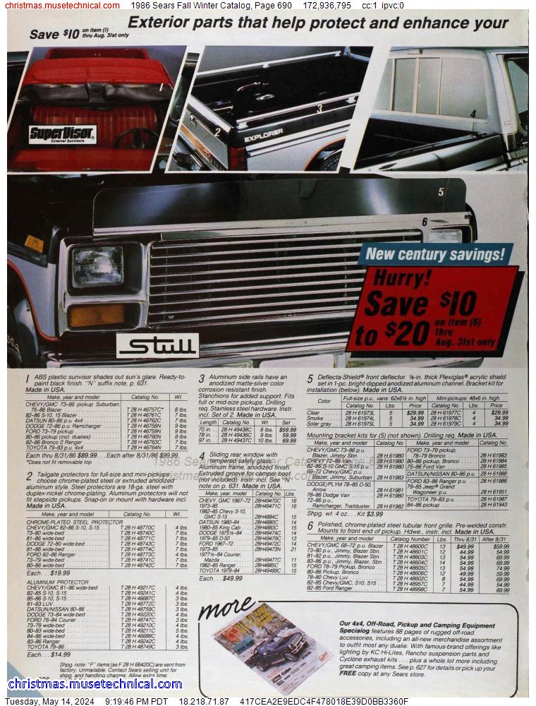 1986 Sears Fall Winter Catalog, Page 690