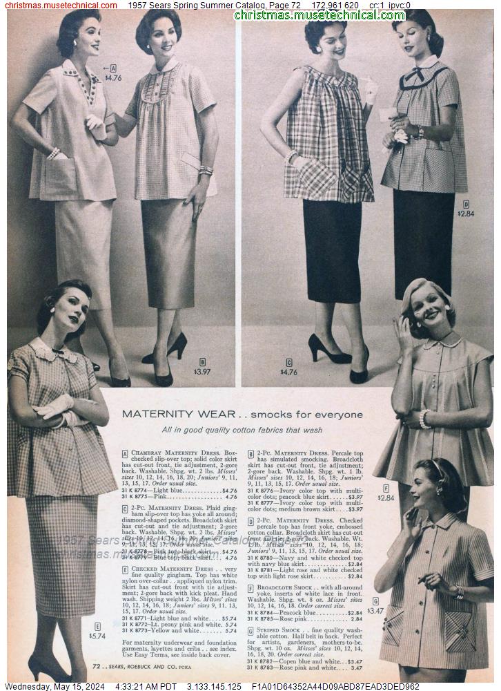 1957 Sears Spring Summer Catalog, Page 72