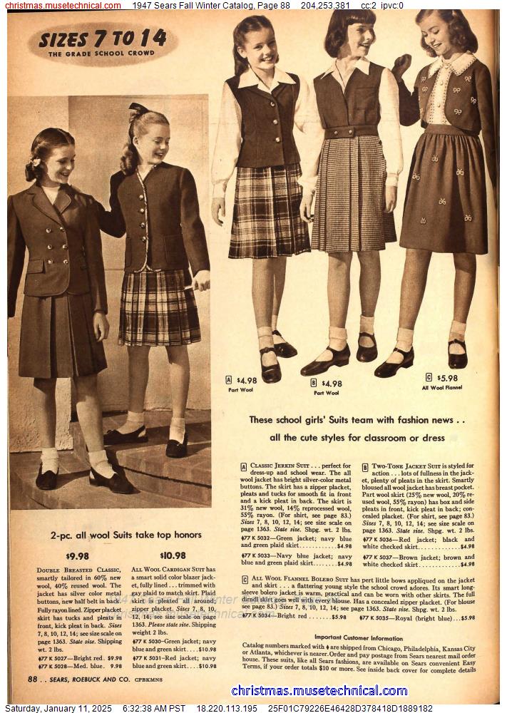 1947 Sears Fall Winter Catalog, Page 88