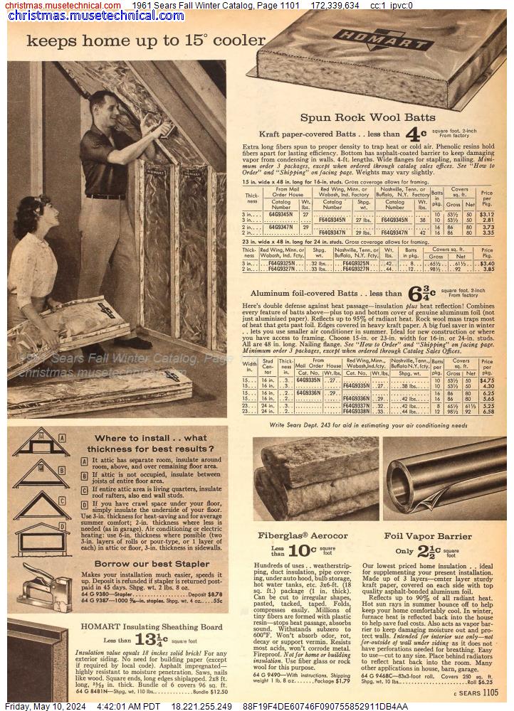 1961 Sears Fall Winter Catalog, Page 1101