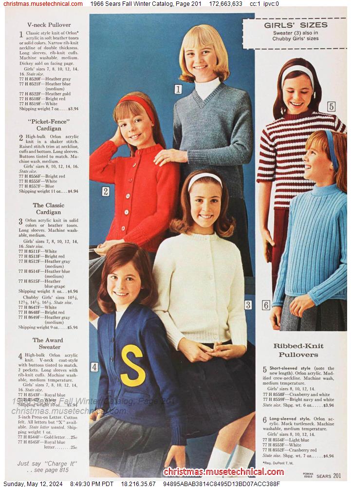 1966 Sears Fall Winter Catalog, Page 201