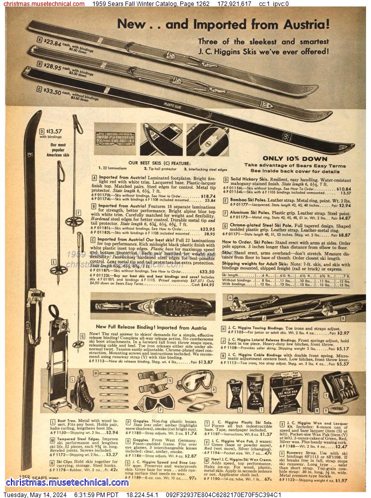 1959 Sears Fall Winter Catalog, Page 1262