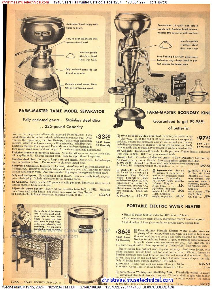 1948 Sears Fall Winter Catalog, Page 1257