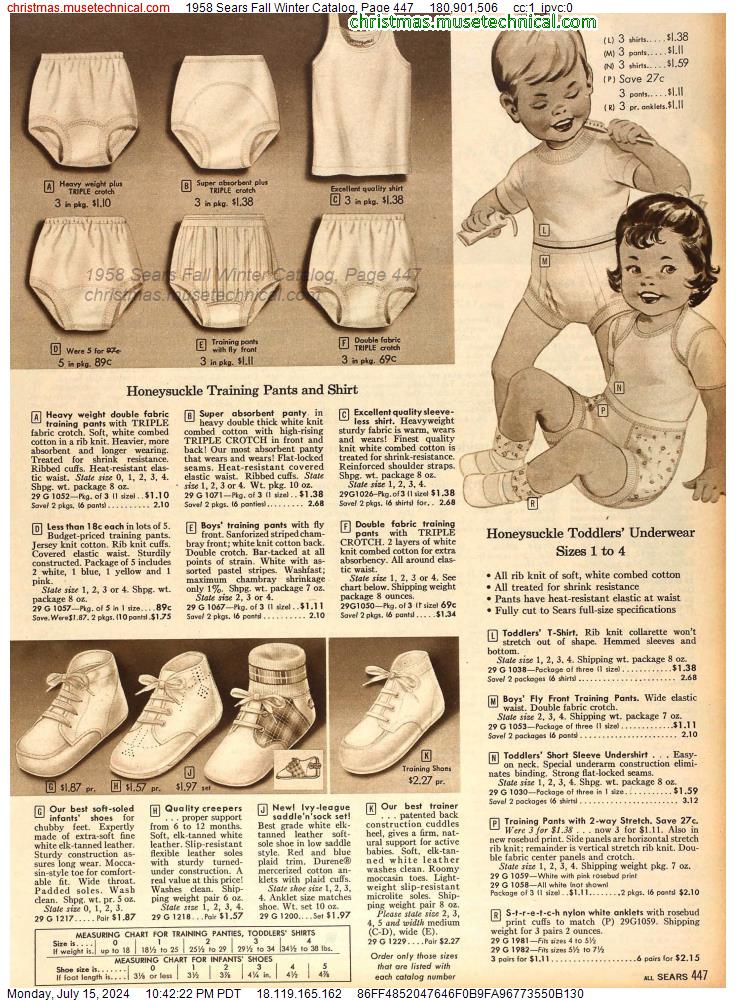 1958 Sears Fall Winter Catalog, Page 447