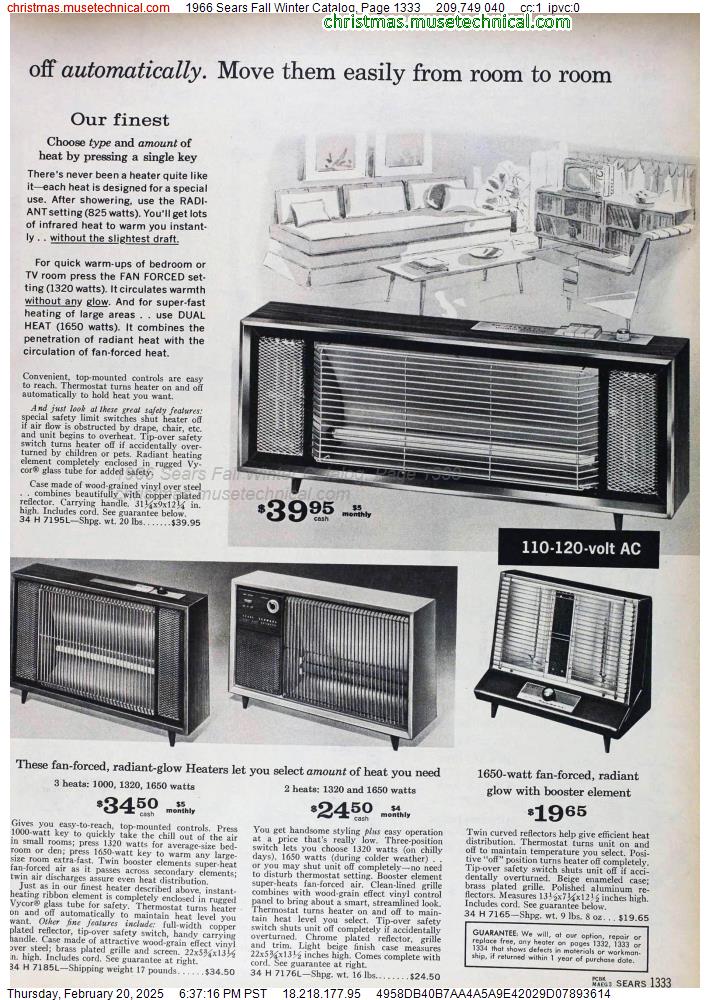 1966 Sears Fall Winter Catalog, Page 1333