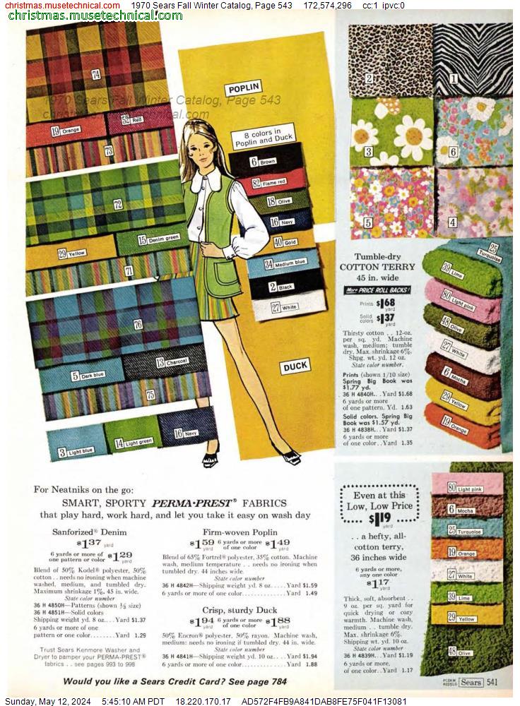 1970 Sears Fall Winter Catalog, Page 543