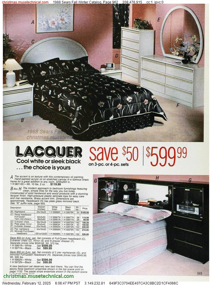 1988 Sears Fall Winter Catalog, Page 962