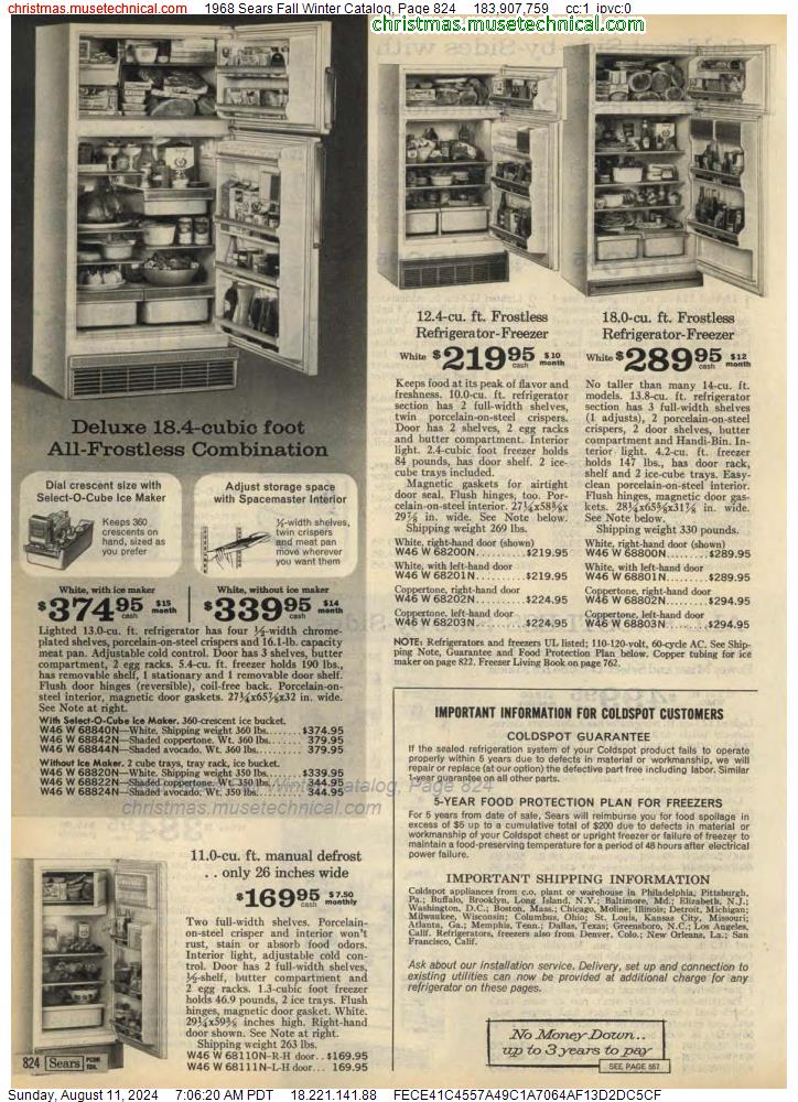 1968 Sears Fall Winter Catalog, Page 824