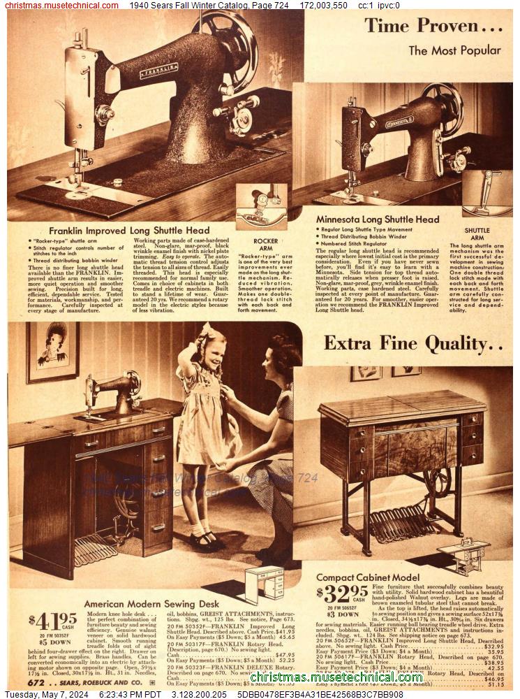 1940 Sears Fall Winter Catalog, Page 724