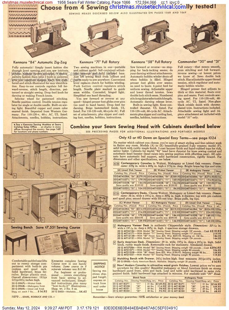 1956 Sears Fall Winter Catalog, Page 1066