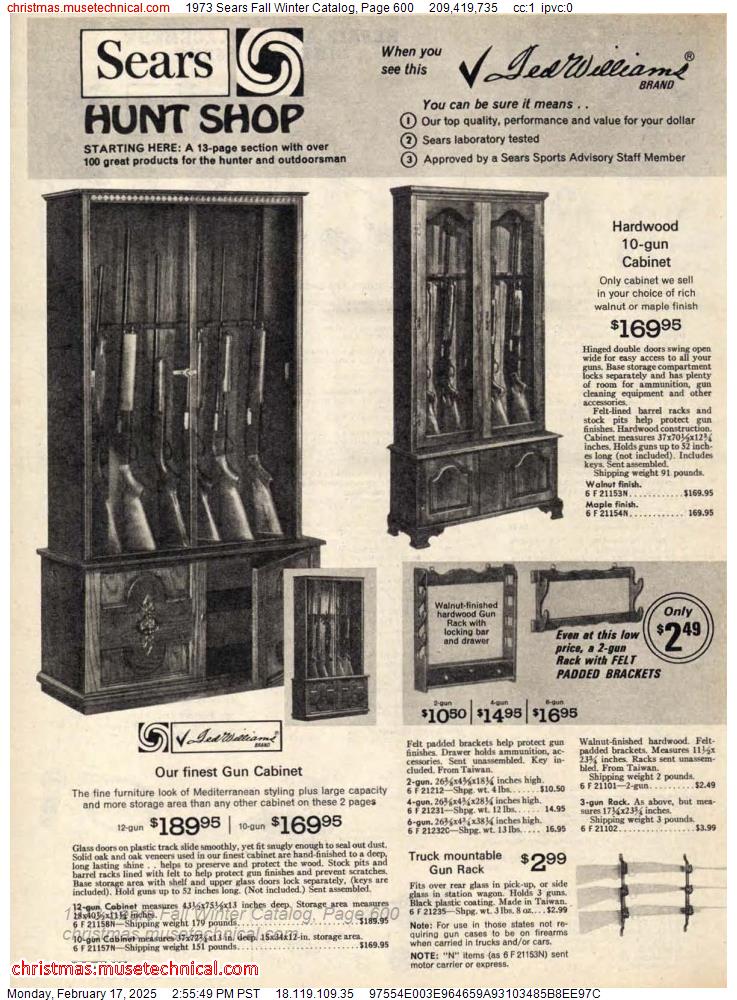 1973 Sears Fall Winter Catalog, Page 600