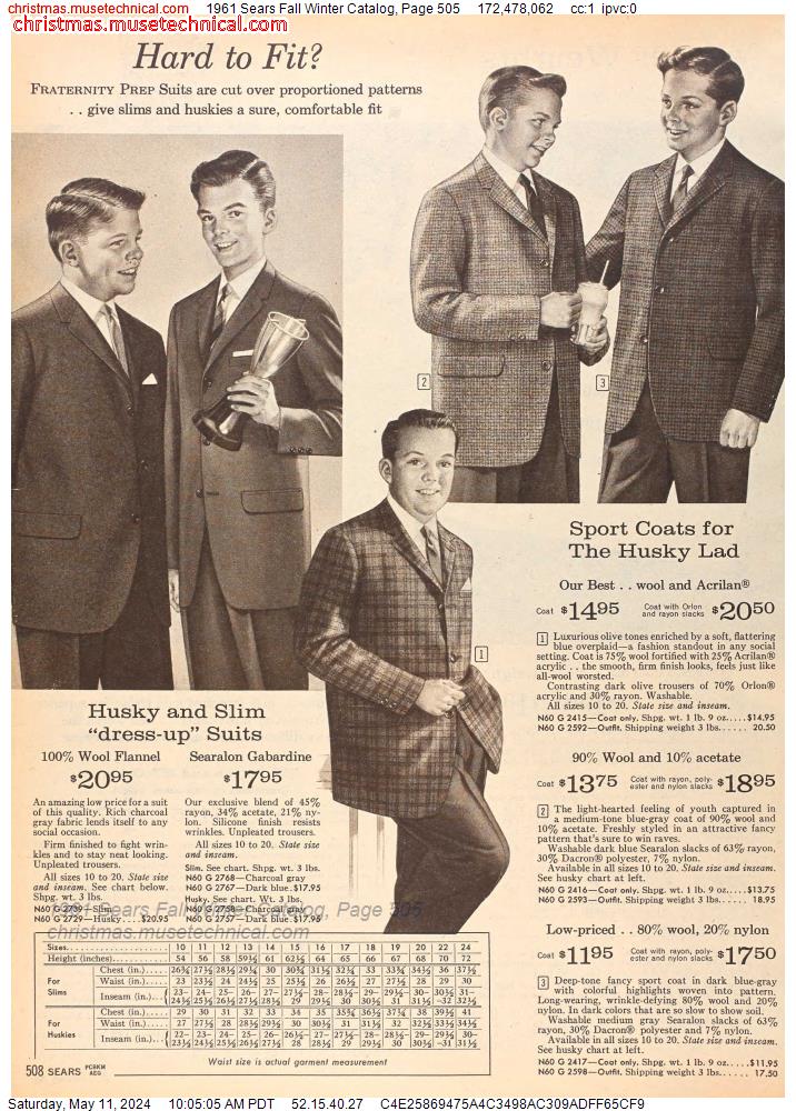 1961 Sears Fall Winter Catalog, Page 505