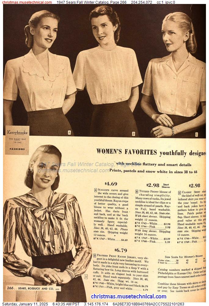 1947 Sears Fall Winter Catalog, Page 266