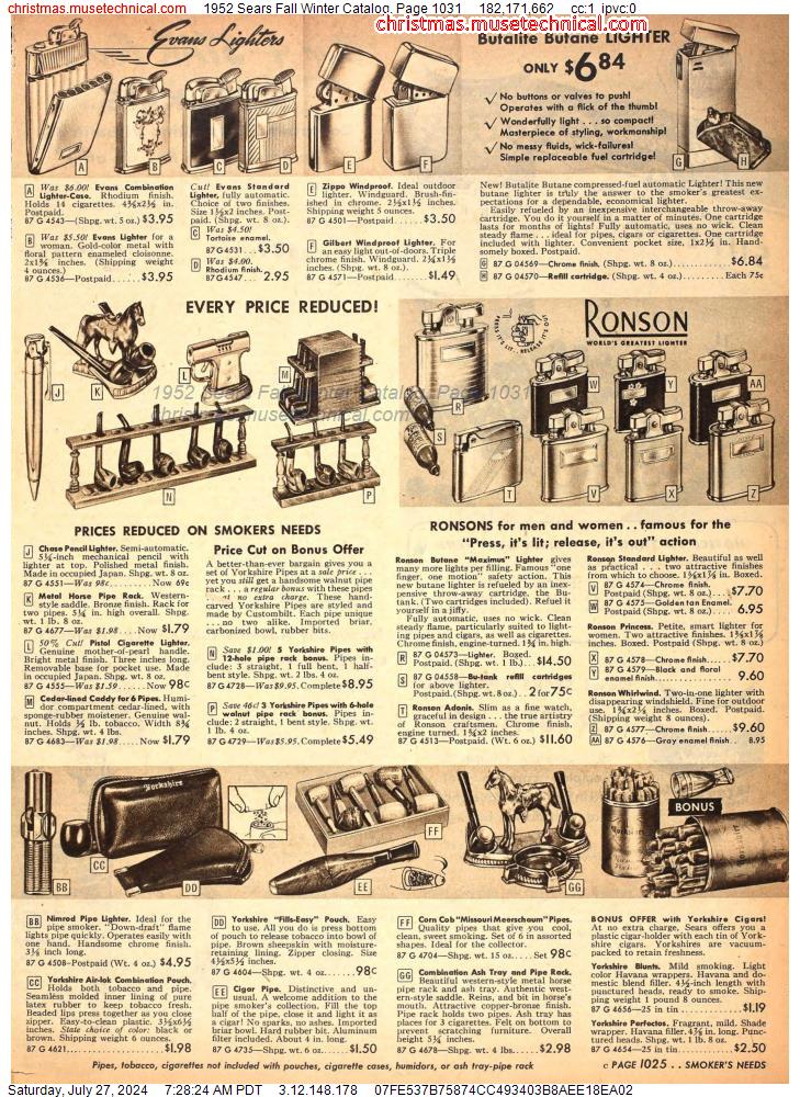 1952 Sears Fall Winter Catalog, Page 1031