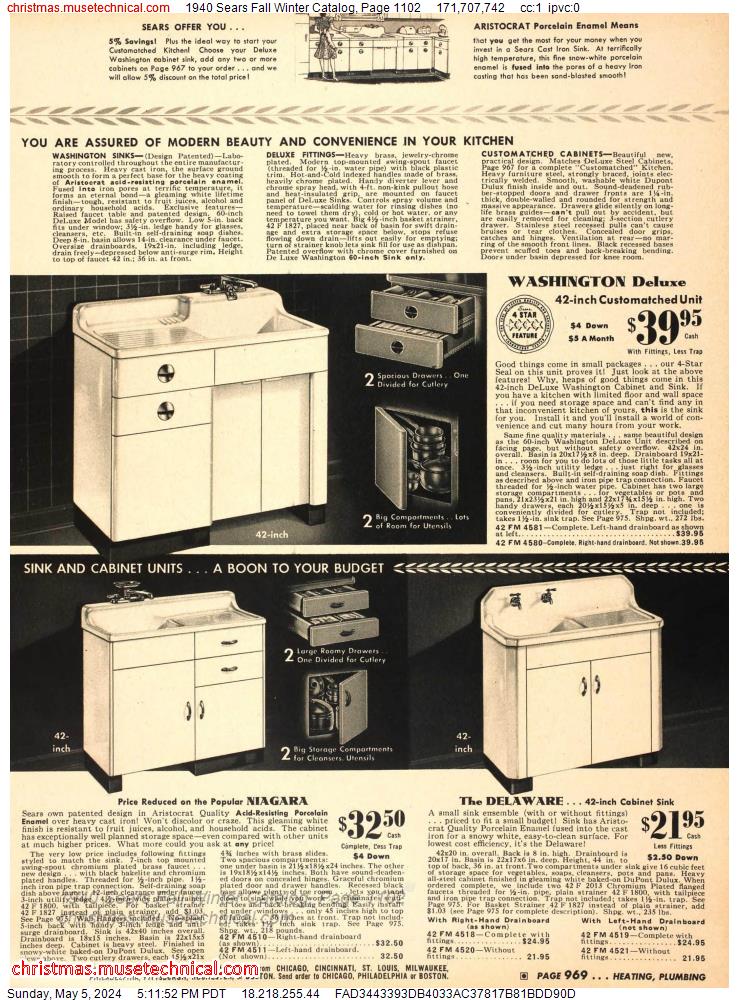 1940 Sears Fall Winter Catalog, Page 1102