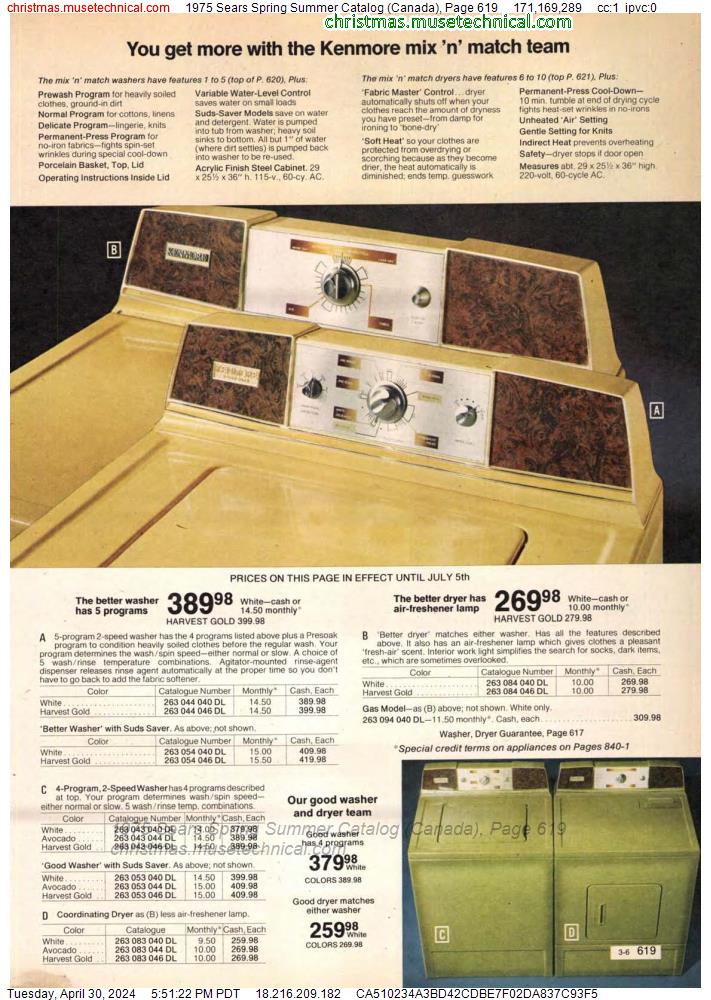 1975 Sears Spring Summer Catalog (Canada), Page 619
