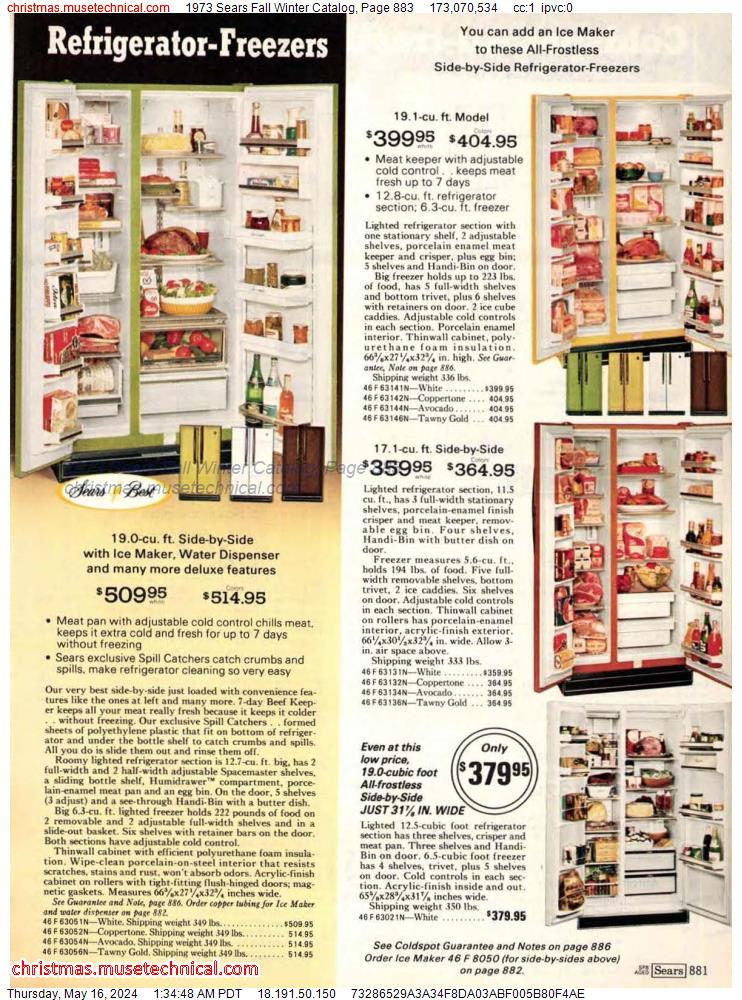 1973 Sears Fall Winter Catalog, Page 883