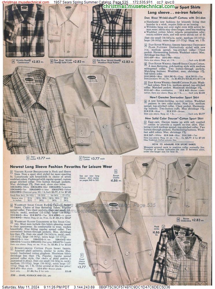 1957 Sears Spring Summer Catalog, Page 535