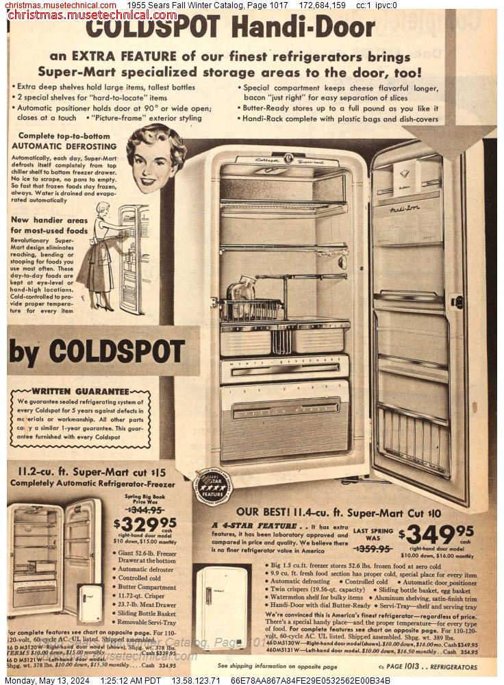 1955 Sears Fall Winter Catalog, Page 1017