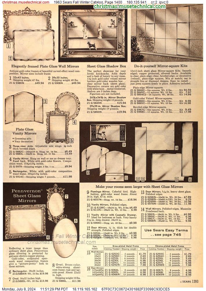 1963 Sears Fall Winter Catalog, Page 1400